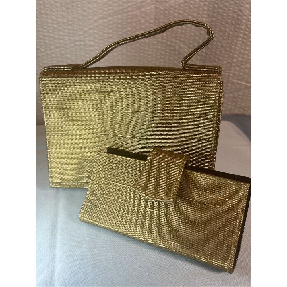 Lancôme Evening Bag  Brass Antique Gold Purse Make Up & Lipstick Case Y2K‎